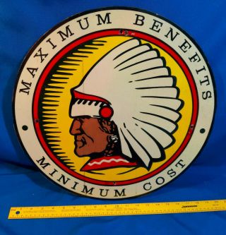 Rare Advertising Sign Mutual Of Omaha Indian Chief Vtg 18 " Maximum Benefits