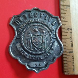 Rare 1880s Metropolitan Police Nyc York City Police Detective Badge 54 Tdbr