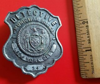 RARE 1880s Metropolitan Police NYC York City Police Detective Badge 54 TDBR 3