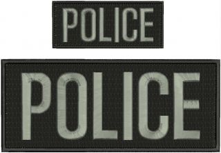 Police Embroidery Patches 4x10 And 2x5 Hook Grey Square