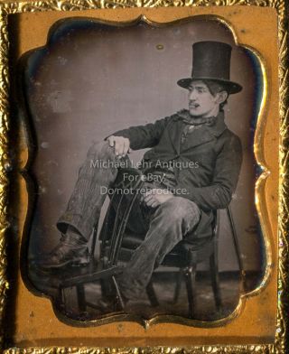Rare 9th Plate Daguerreotype Of A Guy With Great Attitude