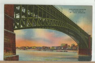 Eads Bridge,  The Skyline Of St.  Louis,  Missouri Linen Postcard : Posted 1943