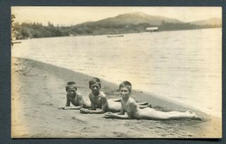 Hawaii,  3 Naked Boys On Beach Un,  Rp,  Unnamed Ray Jerome Baker ?