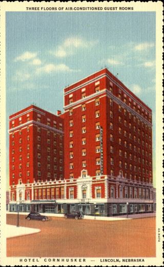 Hotel Cornhusker Lincoln Nebraska 1940s Linen Postcard