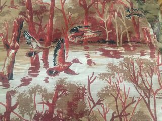Vintage Barkcloth Geese Ducks Woods Saison Happily Married Fabric