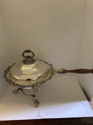 Baroque Wallace Silver Plate Chaffing Dish With Stand And Serving Bowl