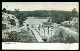 Vintage Postcard View Of Locks At Entrance To Stony Lakes Ontario 1909
