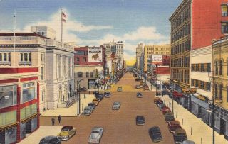 Spokane Wa Riverside Avenue Street Scene Washington Vintage Postcard Ca 1940s
