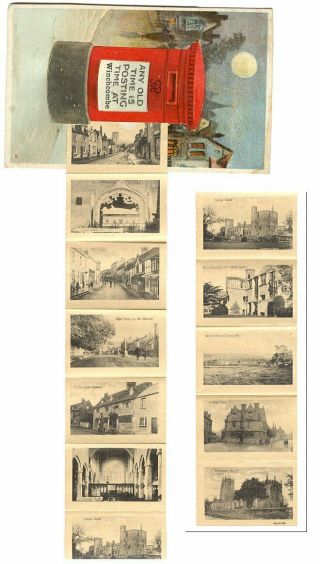 Winchcombe England Postcard 12 Views Pillar Box United Kingdom 1910 Pop.  4,  538