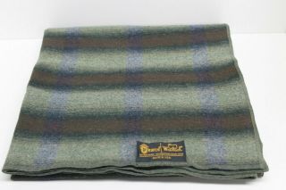 Woolrich Pearce Wool Throw Blanket,  53” X 56”,  Green Plaid Cabin Camping Hunting