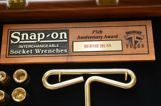 Snap - on Tools 75th Anniversary Award Gold Plated Socket Wrenches Set & Wood Case 7