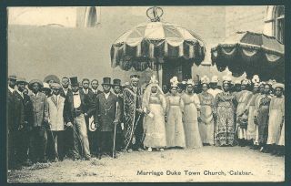 Southern Nigeria 1912 Postcard: Marriage Group,  Duke Town Church,  Calabar