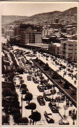 Bolivia - La Paz - Avenida 16 De Julio Real Photo Postcard