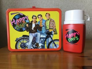 Vintage 1976 Happy Days Lunchbox And Thermos - With Papers