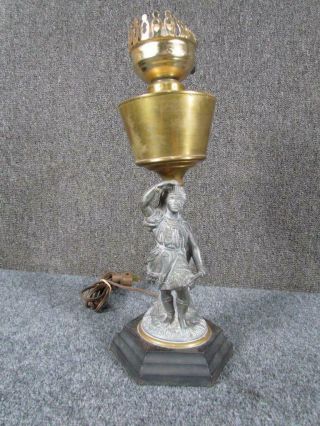 Antique 19thc.  American Victorian Figural Indian Oil Lamp,  Electrified