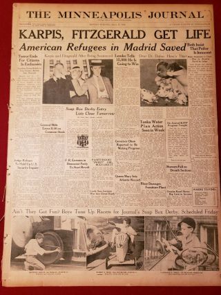 Public Enemy Newspaper John Dillinger,  Alvin Karpis 5