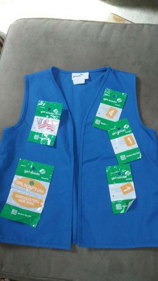 Girls Size S/m Girl Scout Blue Daisy Vest Never Worn