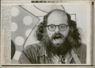 1969 Allen Ginsberg Bearded Poet Chicago Il Ar Author Wirephoto 8x10