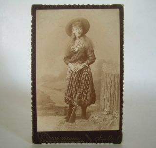 Little Sure Shot Cabinet Card Photograph Buffalo Bill Wild West Show Era Cowgirl