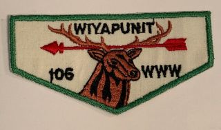 Order Of The Arrow Wiyapunit Lodge 106 F2 Rare Flap