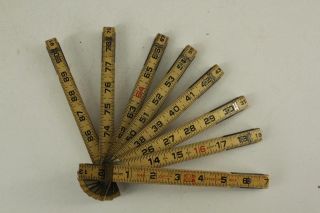 Vintage Measurement Lufkin Extension Folding Ruler Wood & Metal X48 Red End