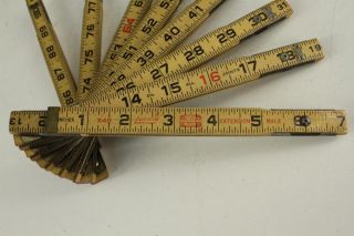 Vintage Measurement LUFKIN EXTENSION Folding Ruler Wood & Metal X48 Red End 2