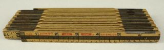 Vintage Measurement LUFKIN EXTENSION Folding Ruler Wood & Metal X48 Red End 5