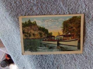 Vintage Postcard Wisconsin,  Hotel Helland Riverview Boat Line,  Wisconsin Dells