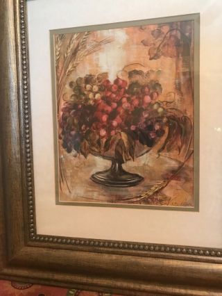 Vintage Home Interiors Bowl Of Grapes Picture 11x20