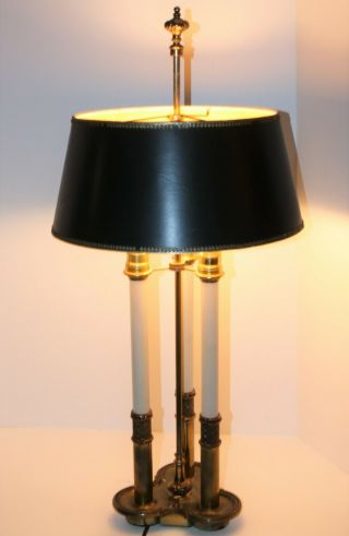 Vintage Stiffel Brass Bouillotte 3 Candle Desk Table Lamp 30 " W/adjustable Shade