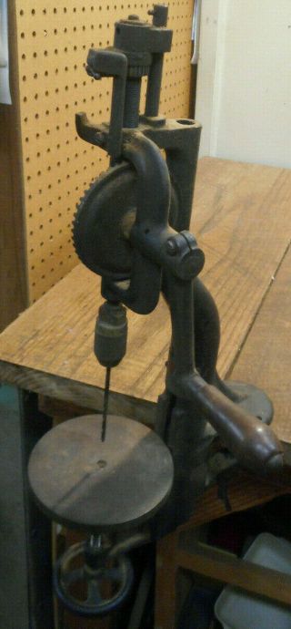L4709 - Vintage Yankee No 1003 North Bros Mfg Bench Crank Drill Press
