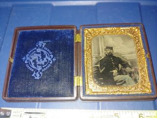 Civil War Soldier Ambrotype In Thermoplastic Case Union Soldier Vg Shape