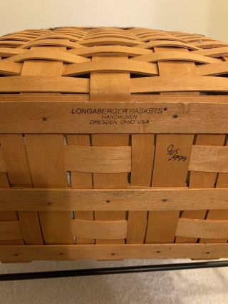 Longaberger Newspaper Basket with Wrought Iron Stand Liner Protector and Divider 3