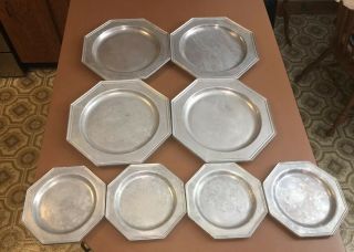 Set 8 Rwp Wilton Armetale Pewter Like Plates 4 Charger Dinner 4 Bread 8 Sided