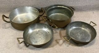 Vintage Set Of 4 Christian Wagner Copper Pan Pot Made In Germany