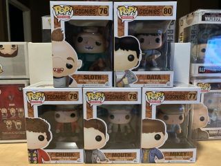 Funko Pop Goonies Complete Set 5 Pops W/ Protectors Vaulted Sloth,  Data,  Mouth
