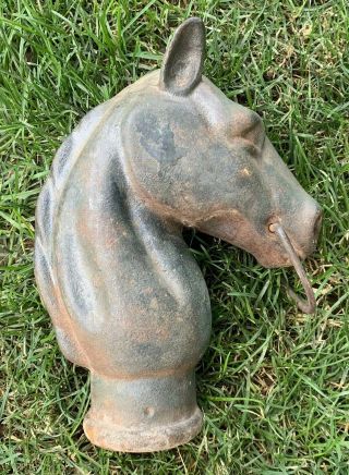 Horse Head Vintage Antique Equestrian Cast Iron Horse Head Hitching Post Topper