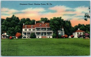 Charles Town,  West Virginia Postcard Claymont Court Mansion View Linen C1940s