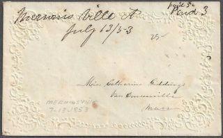 Merwinsville,  Ct Ladies Cover Manuscript 1853 Cancel To Van Deusenville,  Mass.