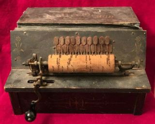 Antique Gem Roller Organ Tabletop Music Box With Seven Cobs
