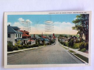 2 Cards Westminster Md 1937 Green Street Looking East C T American Art