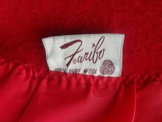 Vintage Faribo Cranberry Red 100 Pure Wool Blanket