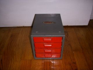 Small Vintage Dunlap Metal 4 Drawer Parts Cabinet Toolbox Tool Box Industrial