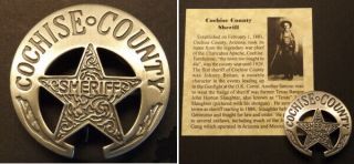 Cochise County Arizona Territory Sheriff Badge,  Old West,  Western,  Tombstone
