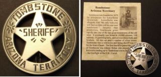 Tombstone Arizona Territory Sheriff Badge,  Round,  Old West,  Western