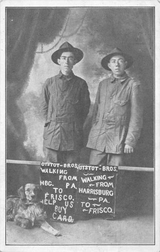 Otstot Bros Walking From Harrisburg Pennsylvania To Frisco Postcard Jh230701