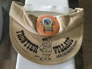 Vintage Frontier Village Souvenir Hat With Button San Jose California Flintstone
