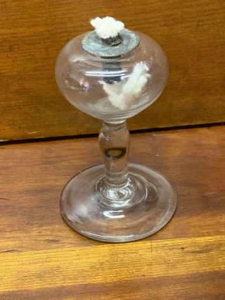 Antique Mini Whale Oil Lamp Blown Glass 1800’s
