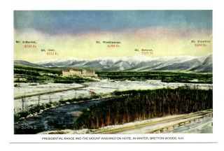 Presidential Range Mount Washington Hotel Postcard Bretton Woods Hampshire