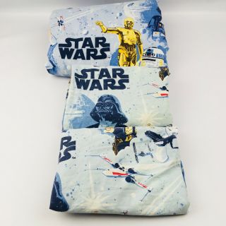 Pottery Barn Kids Star Wars Queen Flat Bed Sheet 2 Pillowcases A Hope